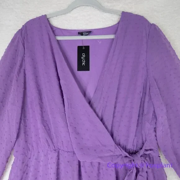New! City Chic Wild Dobby Dress  lilac purple,  women plus‎ size 18 - Picture 4 of 16
